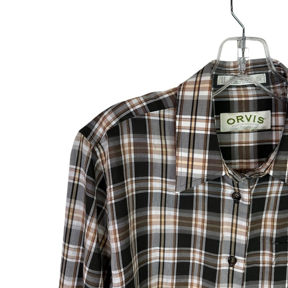 Orvis Button Down Shirt Mens Wrinkle Free Long Sleeve Lightweight Brown Large - Picture 2 of 11